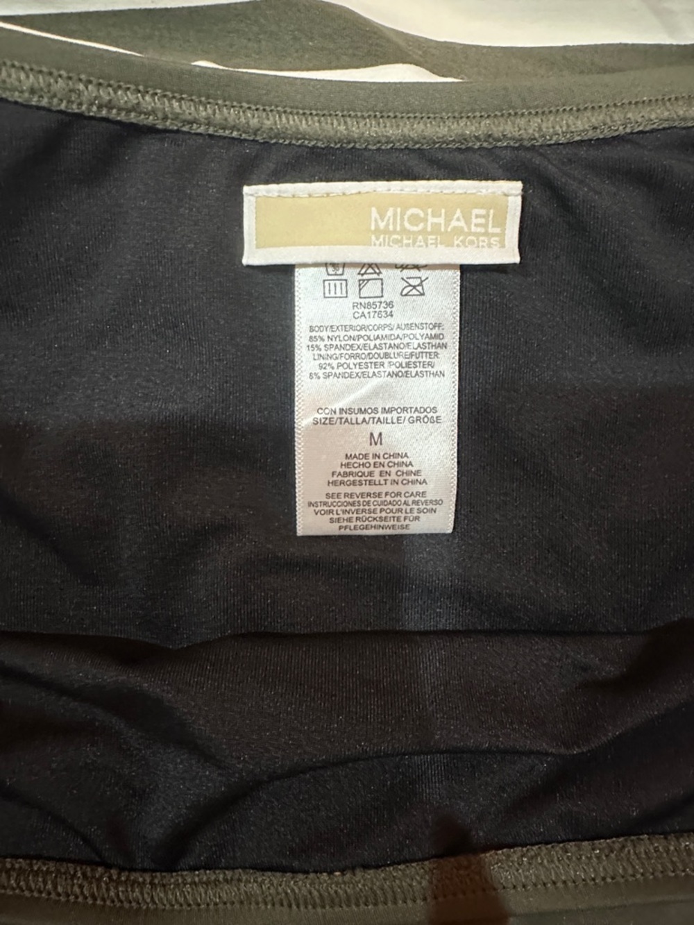 NWOT Michael Kors Black and White Striped Tankini with Olive Bottoms size M - Picture 7 of 9